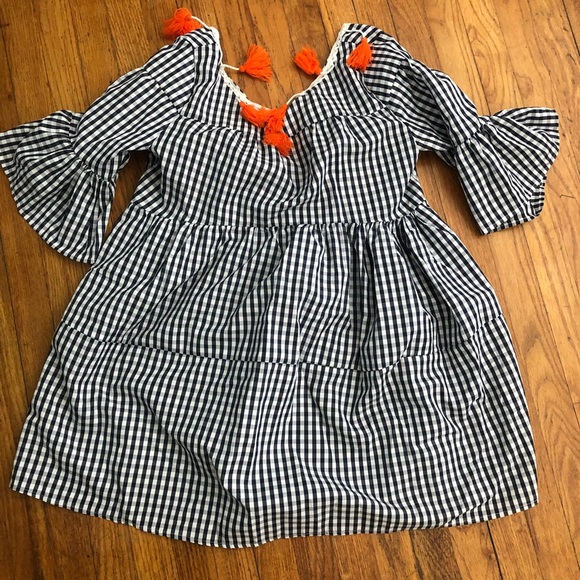 SHEIN Dresses & Skirts - Patterned Bell Sleeve Dress with Tassels, NWOT, L